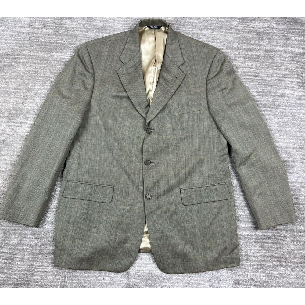Bill Blass Blazer Mens 42R Brown 3 Button Pure Wool Sport‎ Coat Made in Mexico